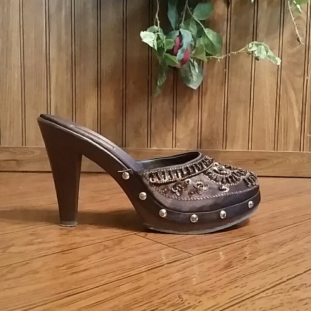 Sequin Beaded Clogs Mules Shoes